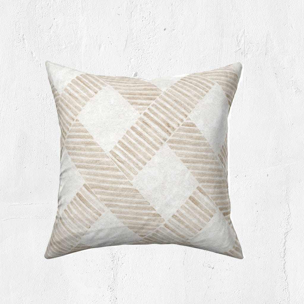 Large Understated Taupe Japandi Trellis Geometric Blender Cushion — Runny Marmalade on Spoonflower