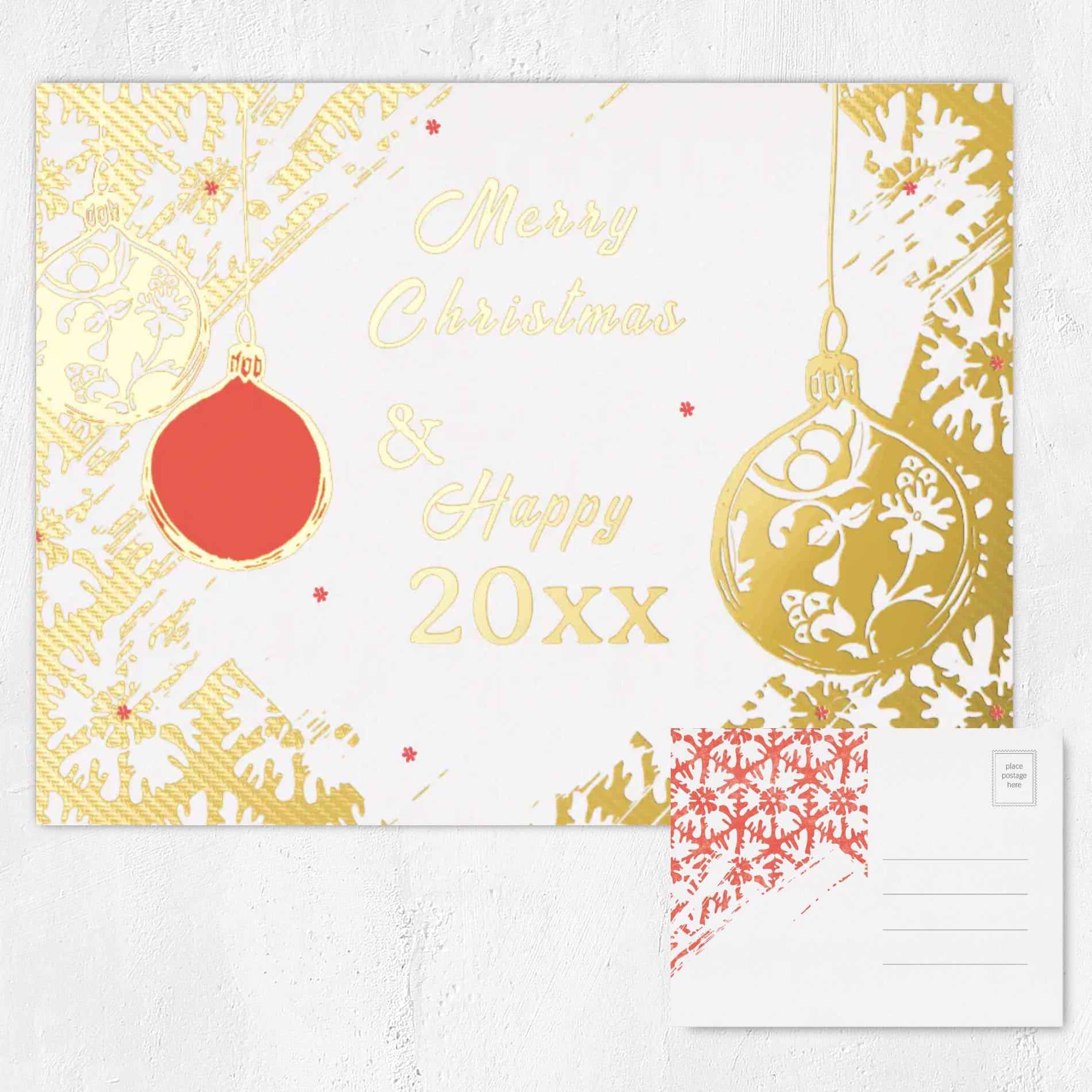 Elegant Gold Foil Festive Ornaments Christmas Postcard — Runny Marmalade on Zazzle