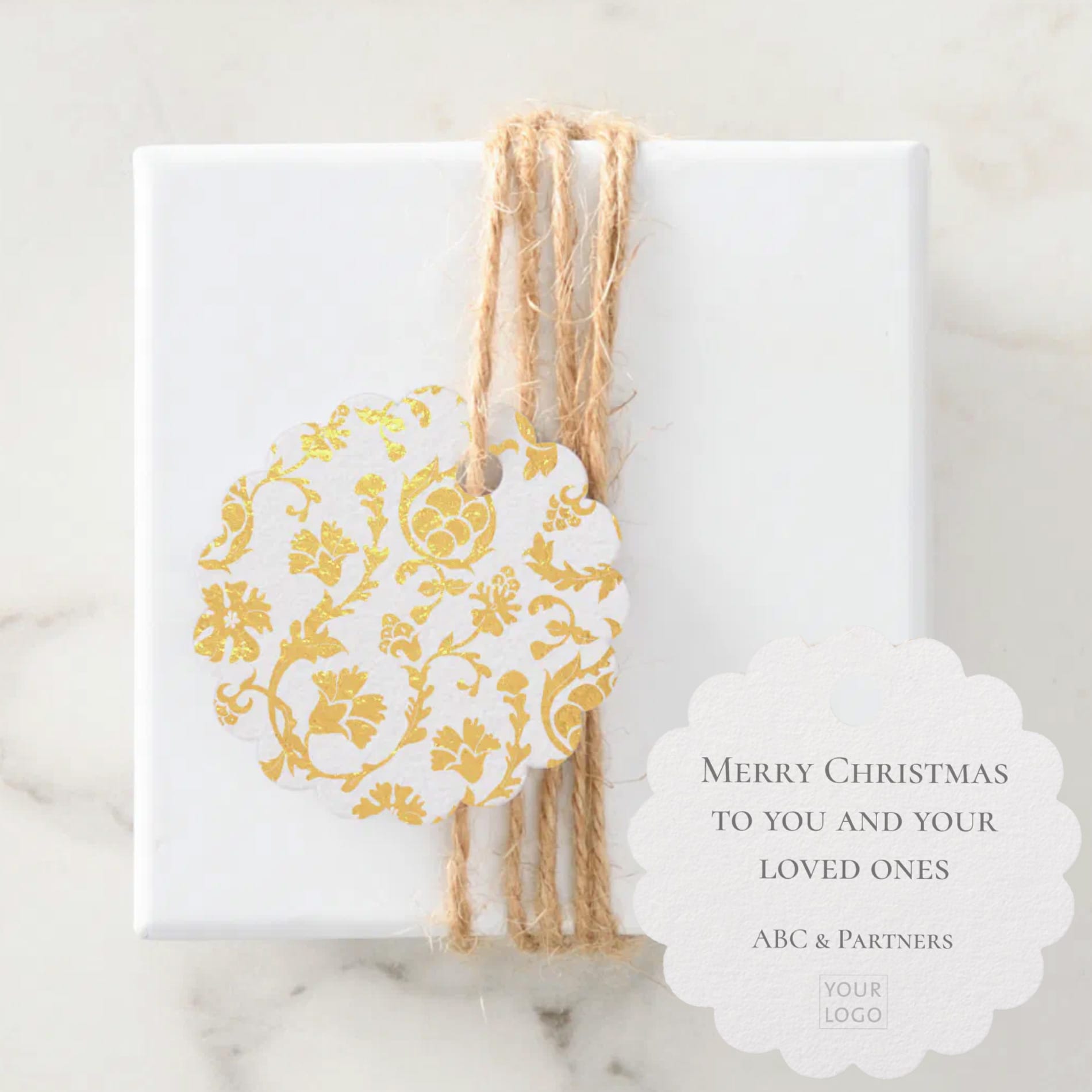 Elegant Gold Foil Damask Minimalist Gift Tag — Runny Marmalade on Zazzle