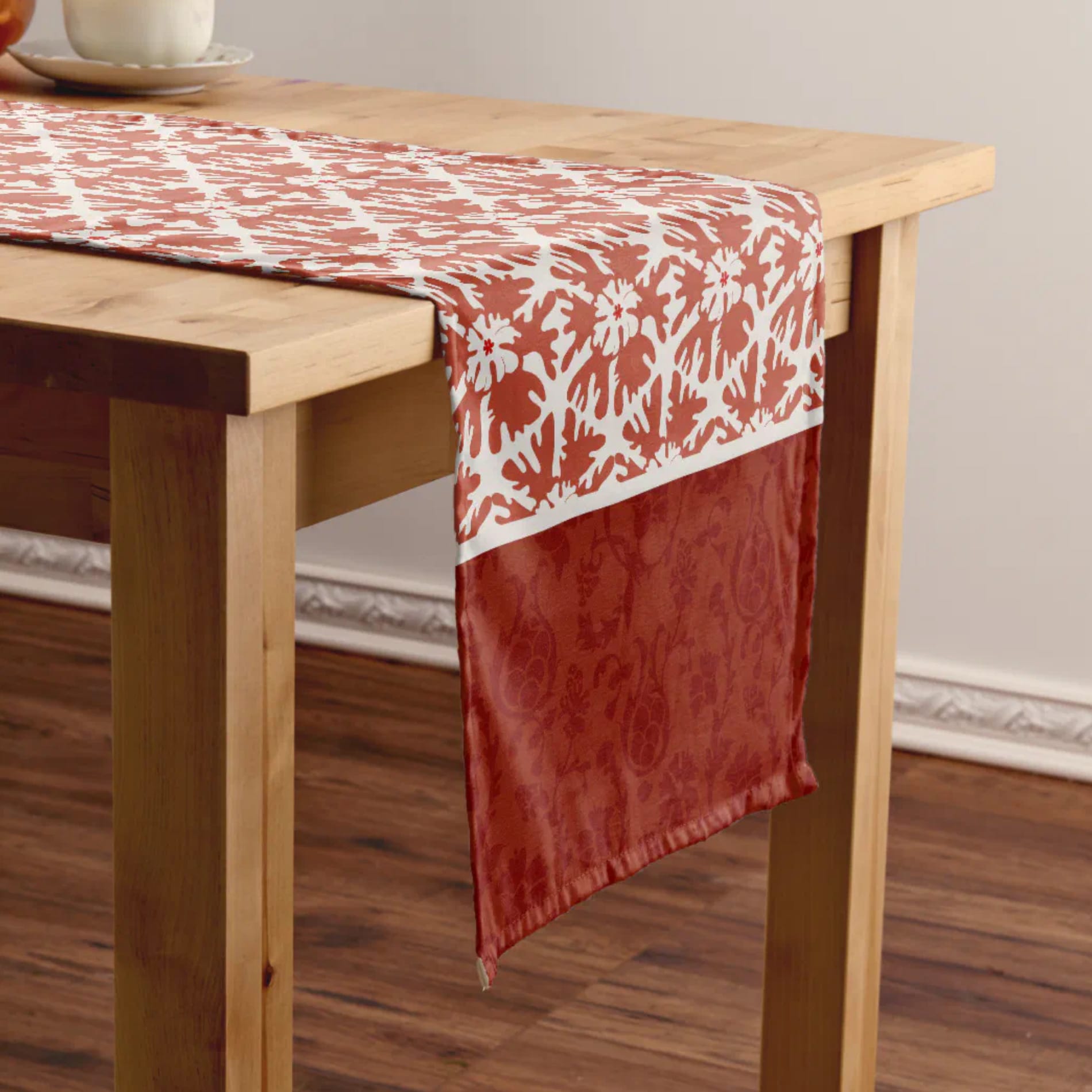 Elegant Red Damask Star Pattern Christmas Table Runner — Runny Marmalade on Zazzle