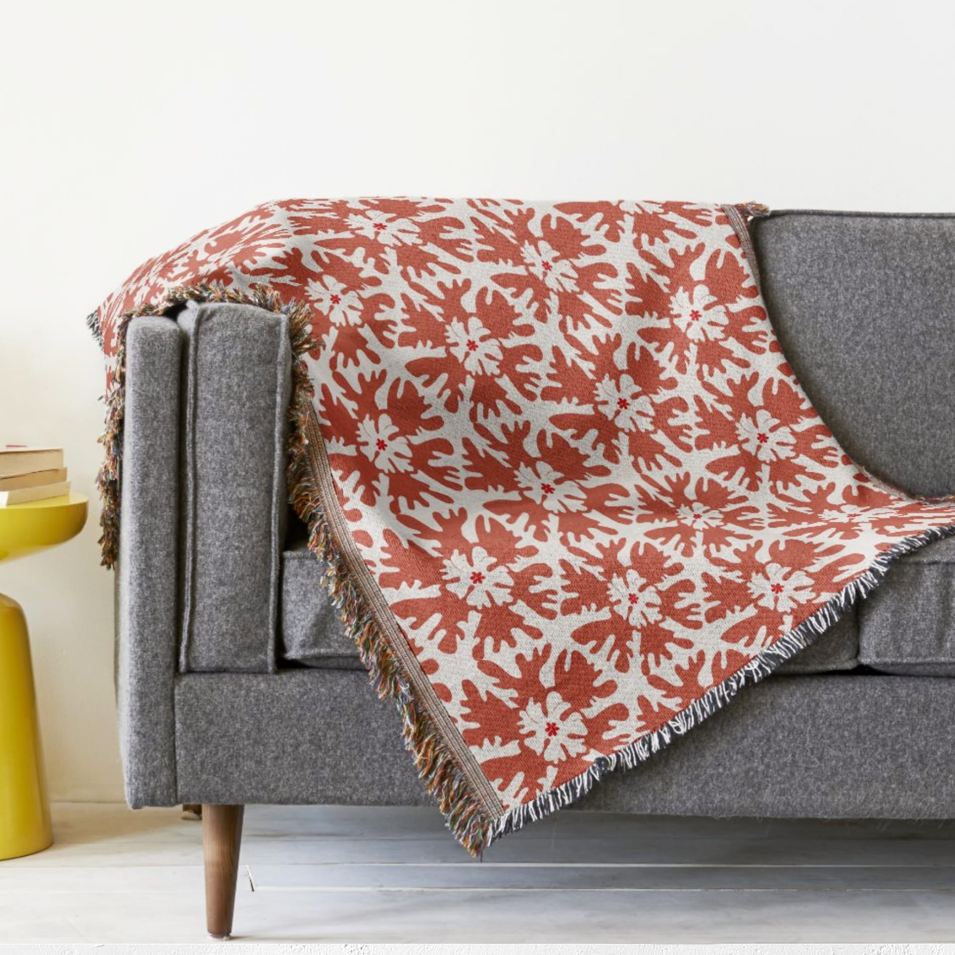 Modern Red and White Geometric Snowflake Throw Blanket — Runny Marmalade on Zazzle