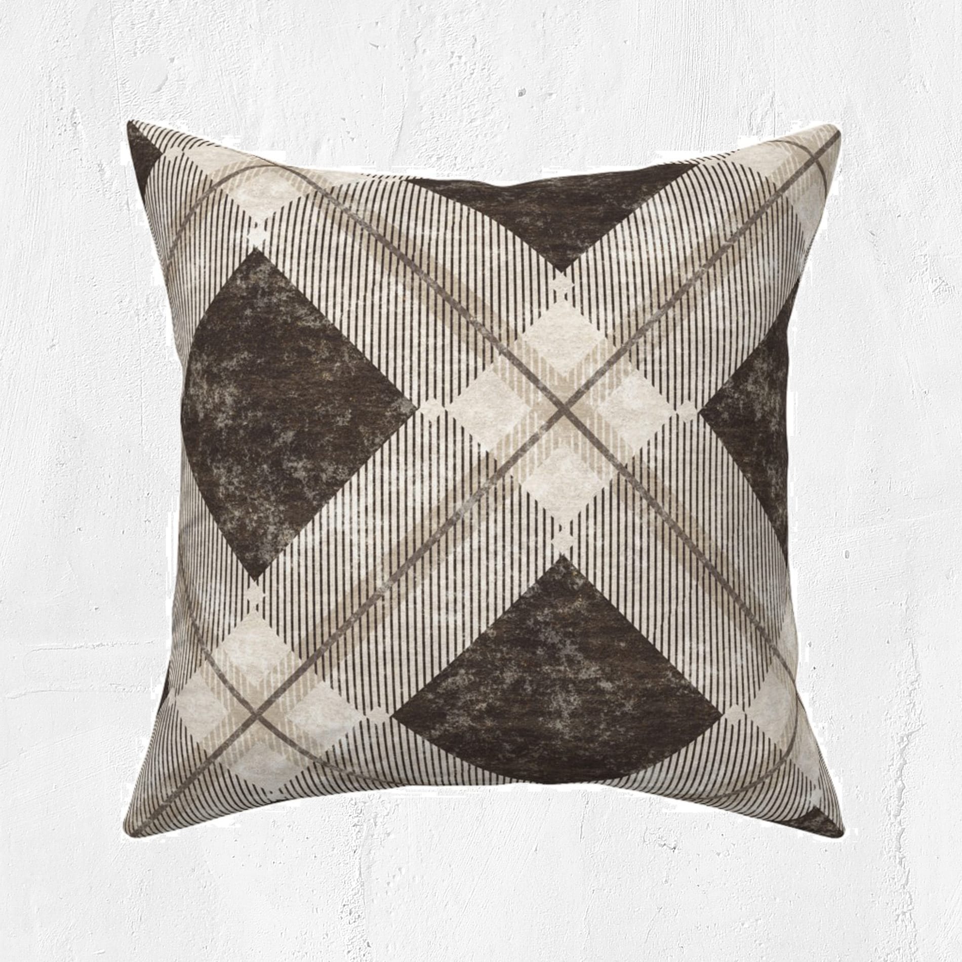 Aristocratic Charcoal Minimal Diamonds Tartan Plaid Throw Pillow — Runny Marmalade on Spoonflower
