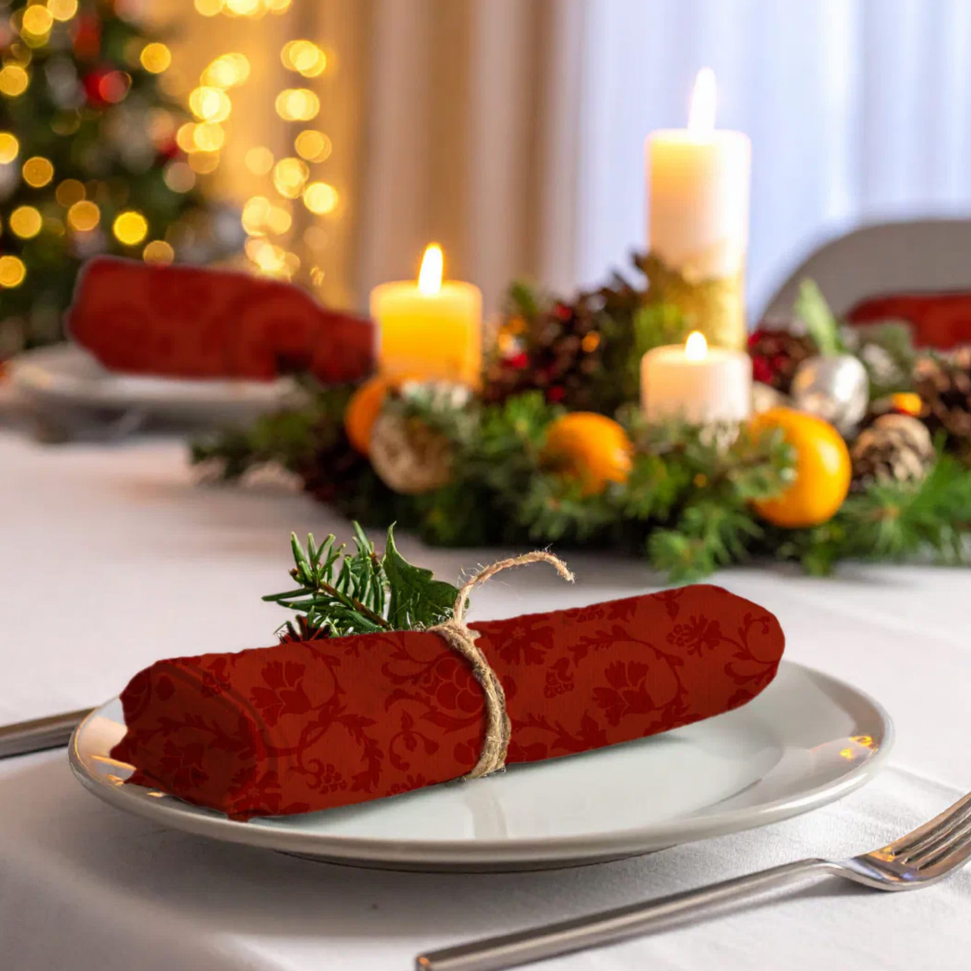 Classic Red Monogram Damask Christmas Cloth Napkin — Runny Marmalade on Zazzle