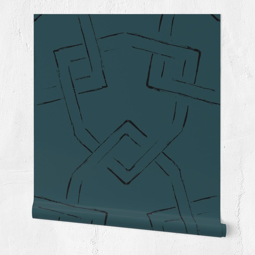 Large Architectural Teal Modern Gothic Geometric Wallpaper — Runny Marmalade on Spoonflower