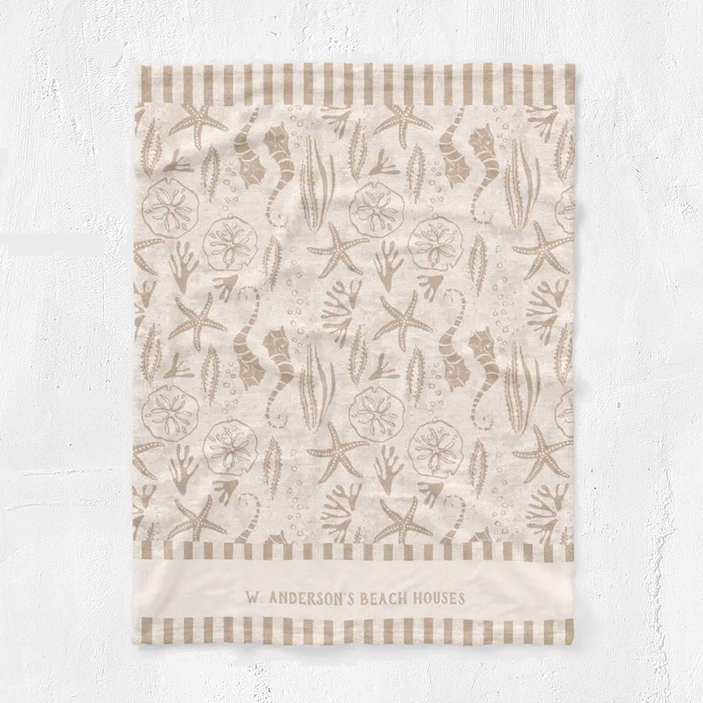 Coastal Seashell Beige Nautical Fleece Blanket — Runny Marmalade on Zazzle
