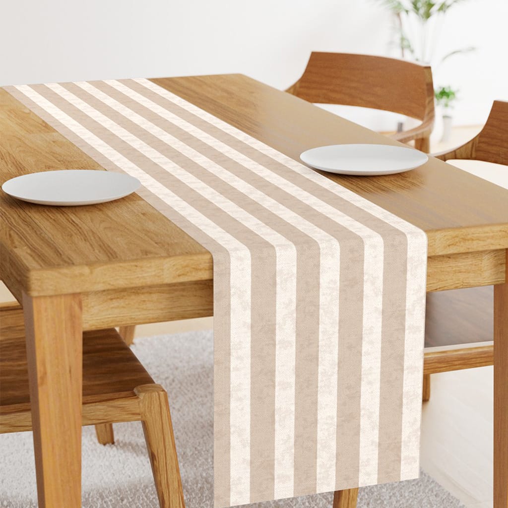 Seashore Whispers Sandy Beige Stripes Table Runner — Runny Marmalade on Spoonflower