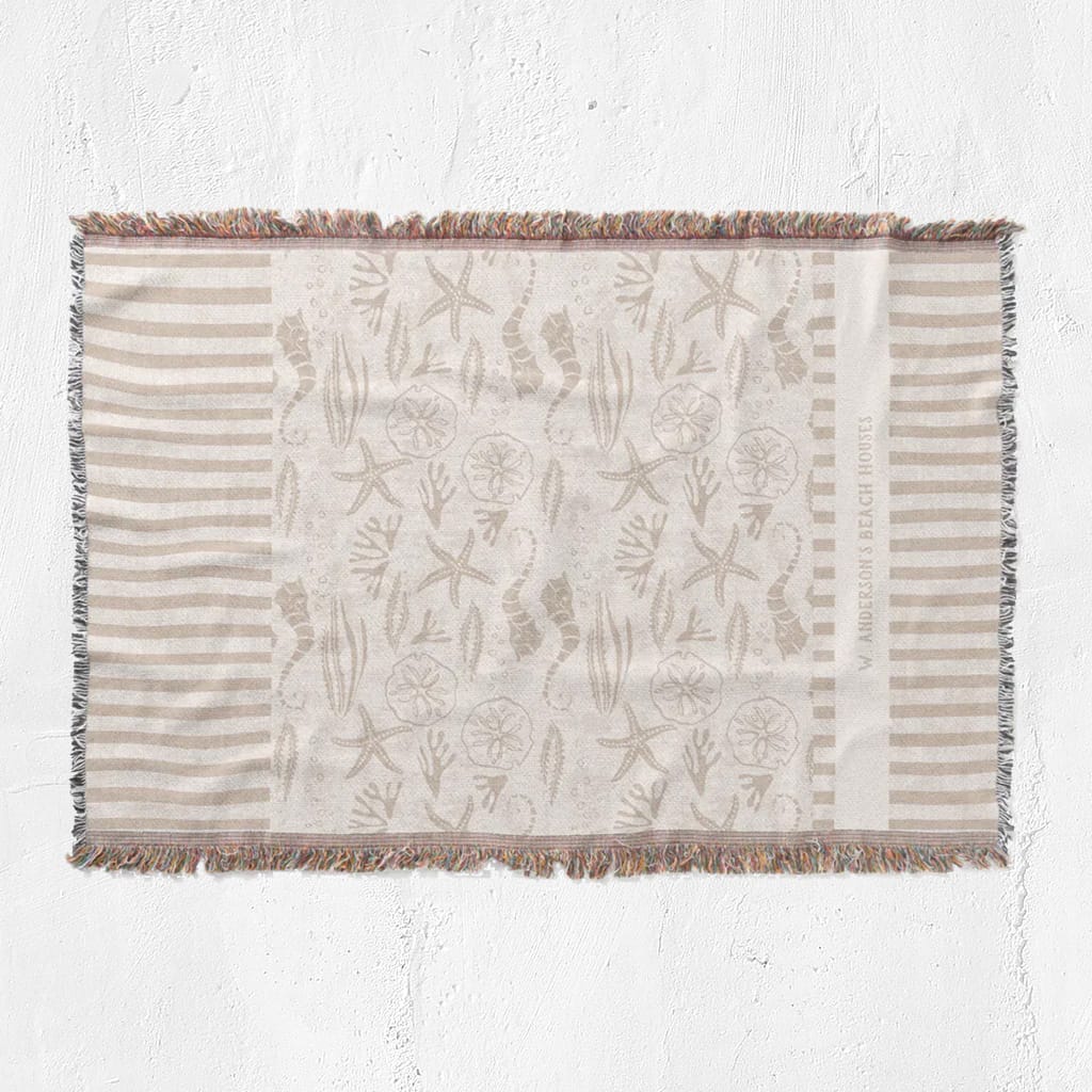 Coastal Seashell Beige Nautical Throw Blanket — Runny Marmalade on Zazzle